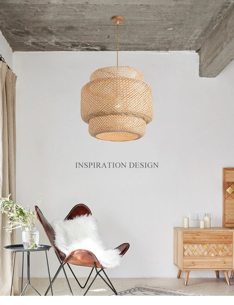 Hand-Woven Bamboo Lantern Pendant